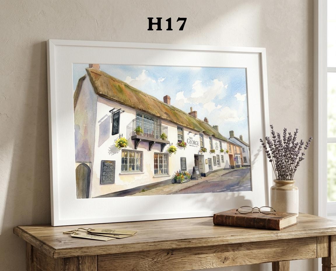 Hatherleigh and Surrounding Villages Pubs and Churches, Devon Historical Pictures, Watercolour-Style Prints