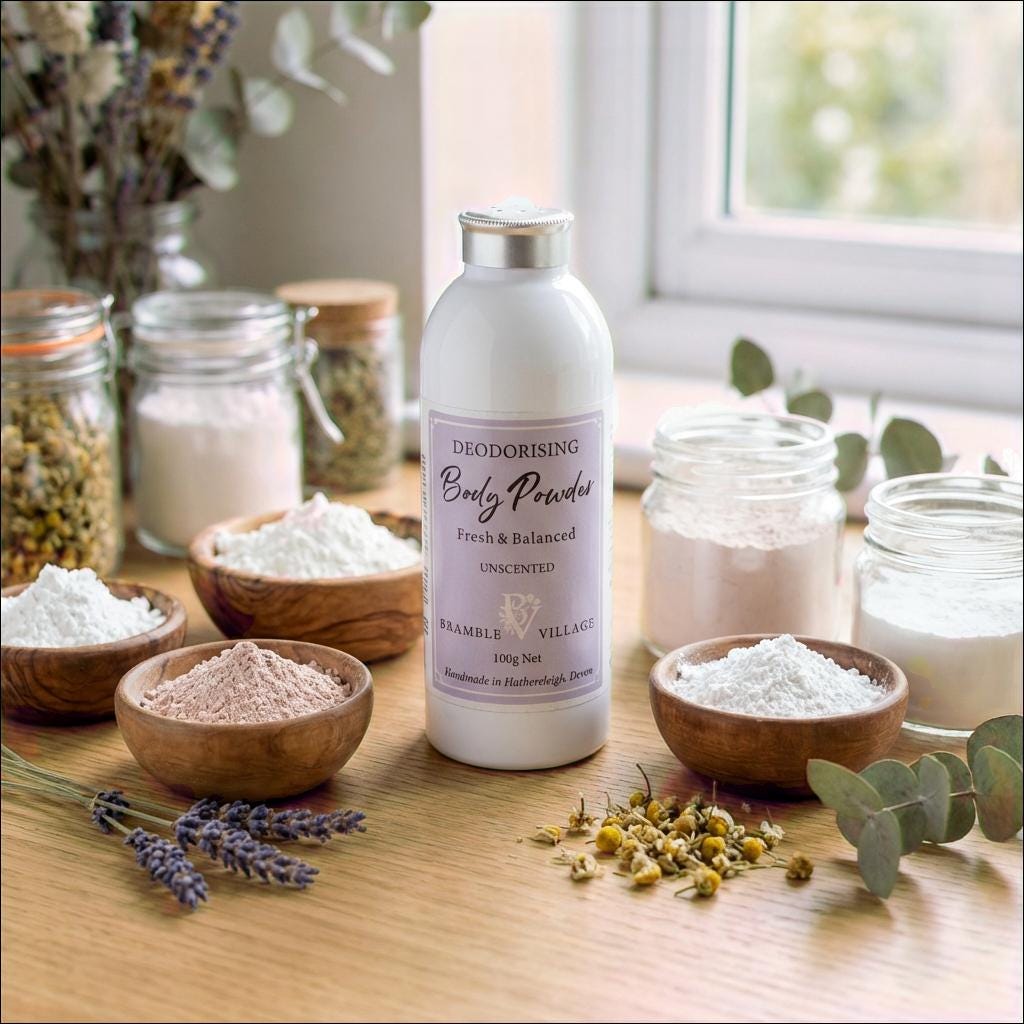 Deodorising Body Powder:  Talc Free with Magnesium and with Essential Oils