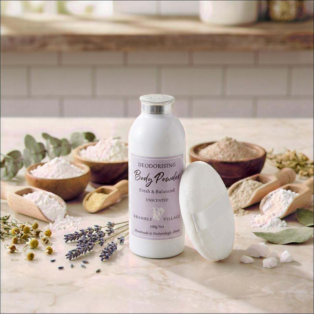 Deodorising Body Powder:  Talc Free with Magnesium and with Essential Oils