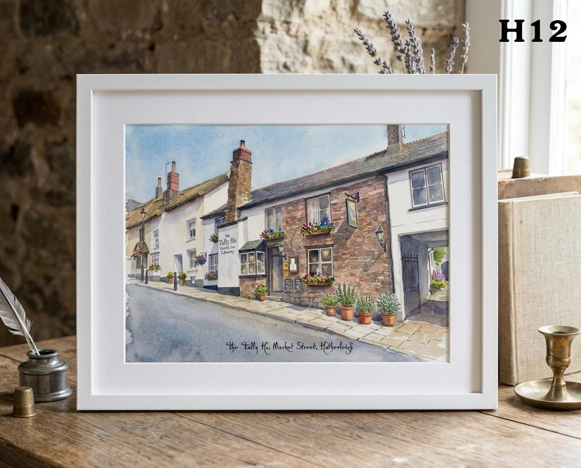 Hatherleigh and Surrounding Villages Pubs and Churches, Devon Historical Pictures, Watercolour-Style Prints