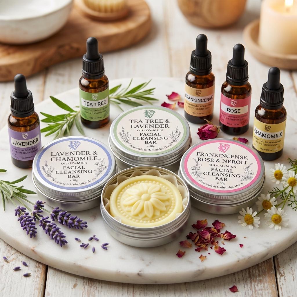 Gentle Face Cleansing Lotion Bar: Essential Oils, Travel Tin