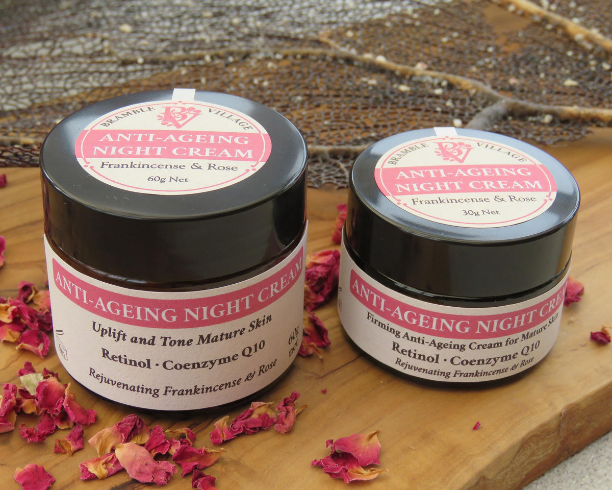 Anti-Aging Night Face Cream: Retinol, Coenzyme Q10, Frankincense, Rose, Vegan