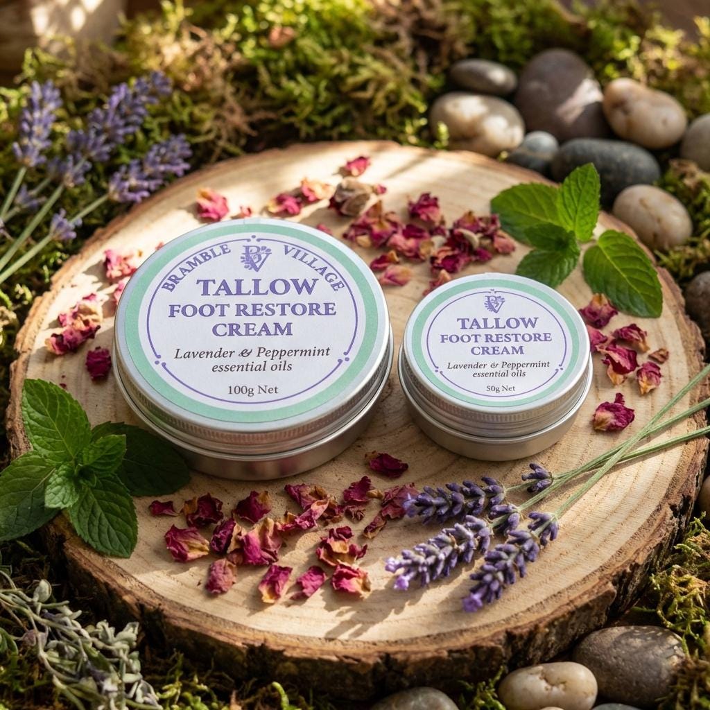 Tallow Foot Cream: Lavender & Peppermint |  Organic Grass Fed Tallow | Dry Cracked Feet Skin Care
