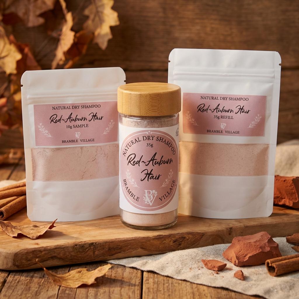 Natural Dry Shampoo Powder: For Copper, Red and Auburn Hair, Botanical Hair & Scalp Refresher