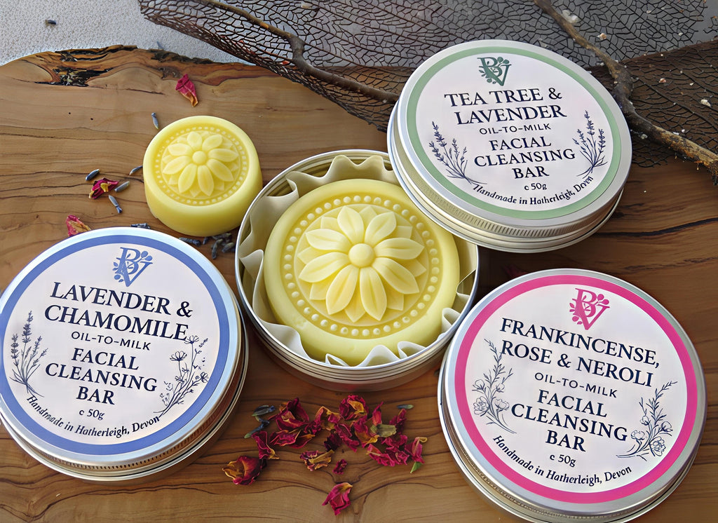 Gentle Face Cleansing Lotion Bar: Essential Oils, Travel Tin