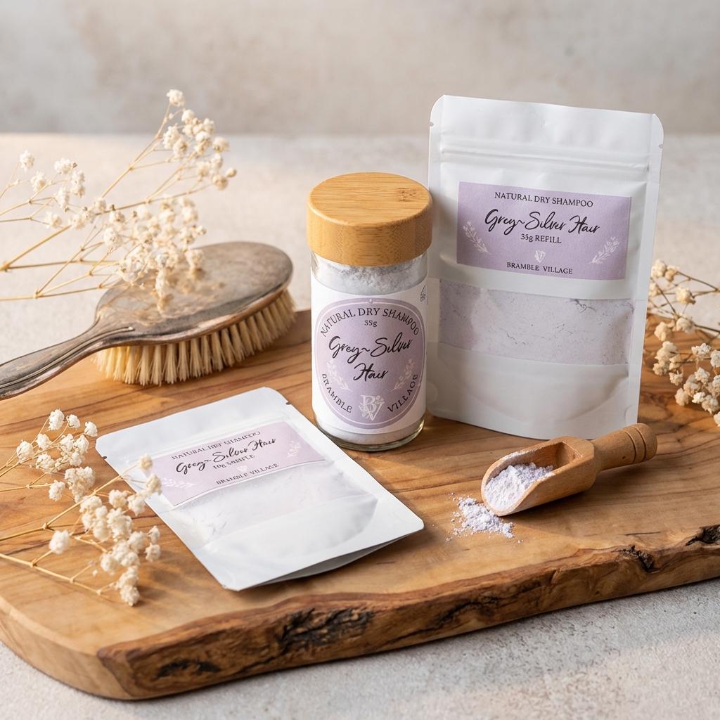 Natural Dry Shampoo Powder - Grey, Silver or White Hair