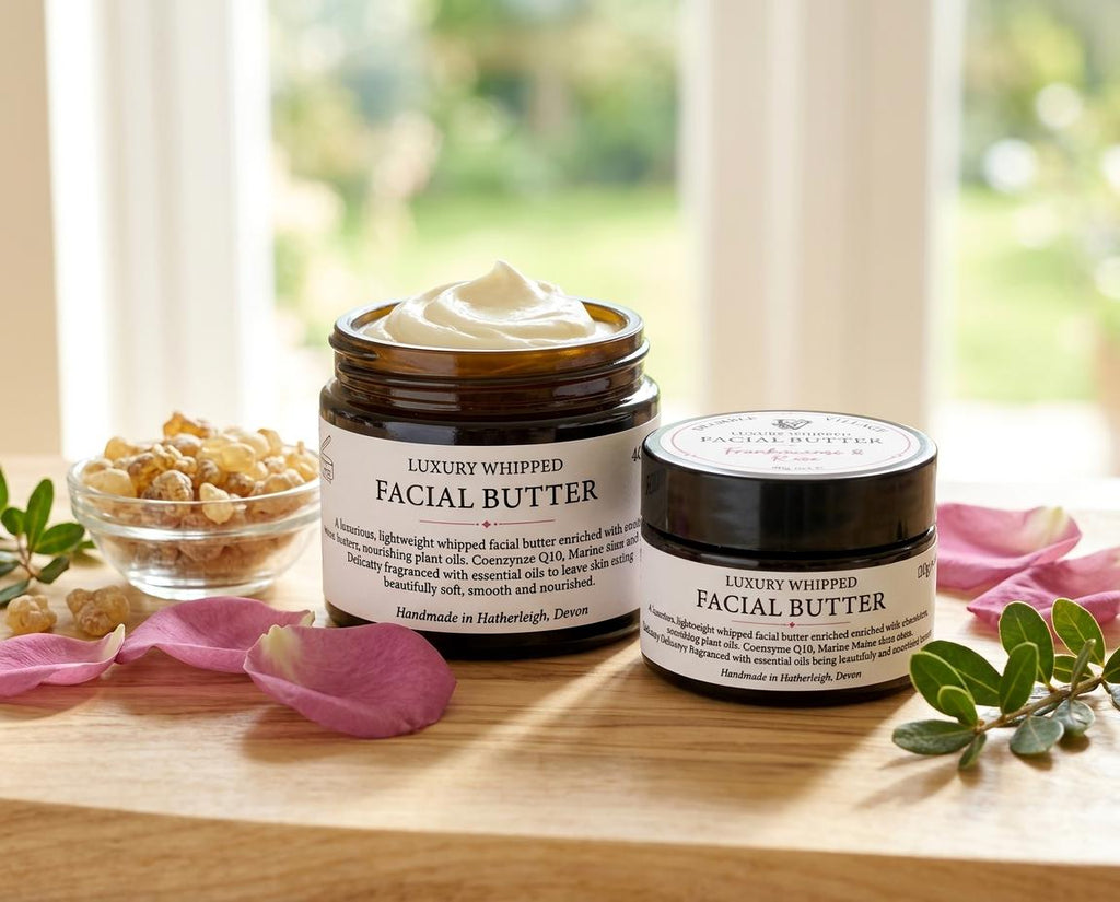Luxury Whipped Facial Butter, Frankincense & Rose, Coenzyme Q10, Marine Algae (Handmade)