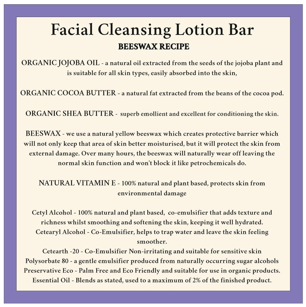 Gentle Face Cleansing Lotion Bar: Essential Oils, Travel Tin