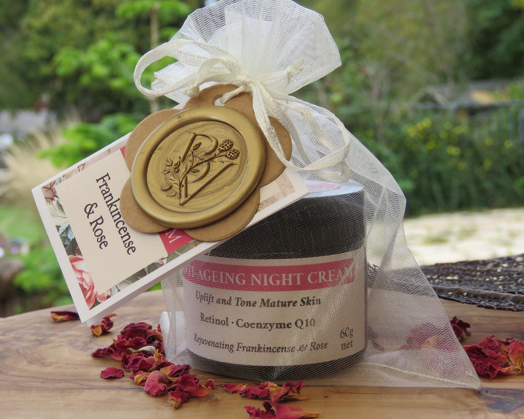 Anti-Aging Night Face Cream: Retinol, Coenzyme Q10, Frankincense, Rose, Vegan