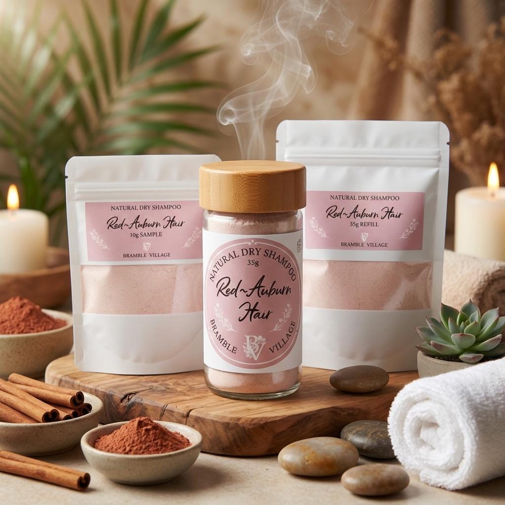 Natural Dry Shampoo Powder: For Copper, Red and Auburn Hair, Botanical Hair & Scalp Refresher