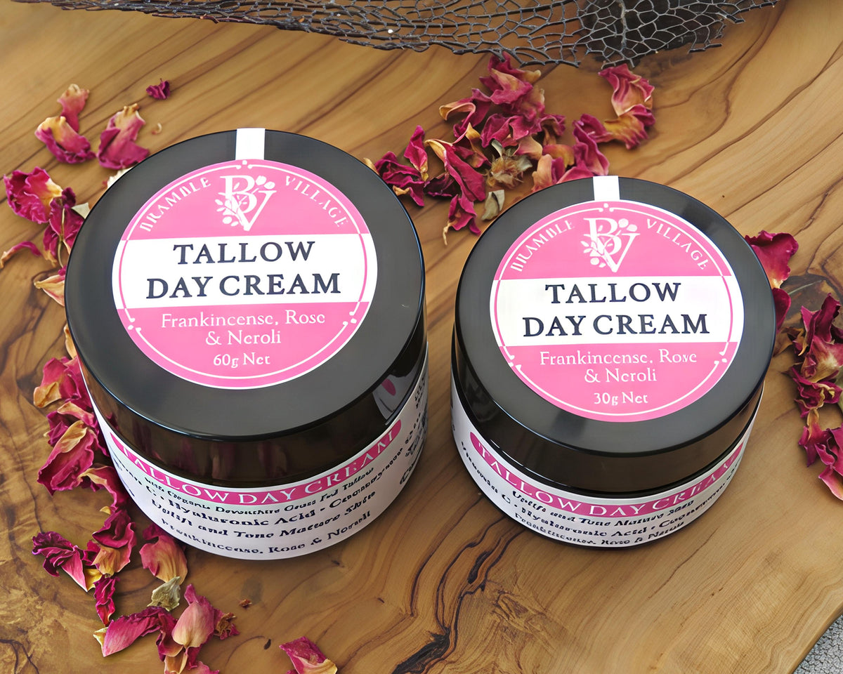 Tallow Day Face Cream: Anti Aging with Rosehip, Vitamin C, Hyaluronic Acid and Q10, with Organic Grass Fed Tallow
