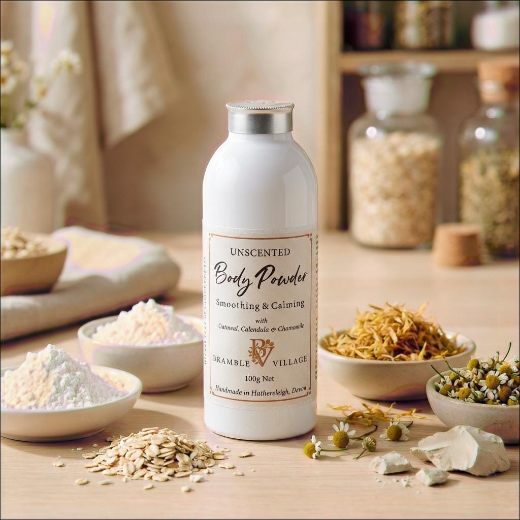 Natural Body Powder, Talc Free, Dusting Powder with oatmeal, calendula & chamomile