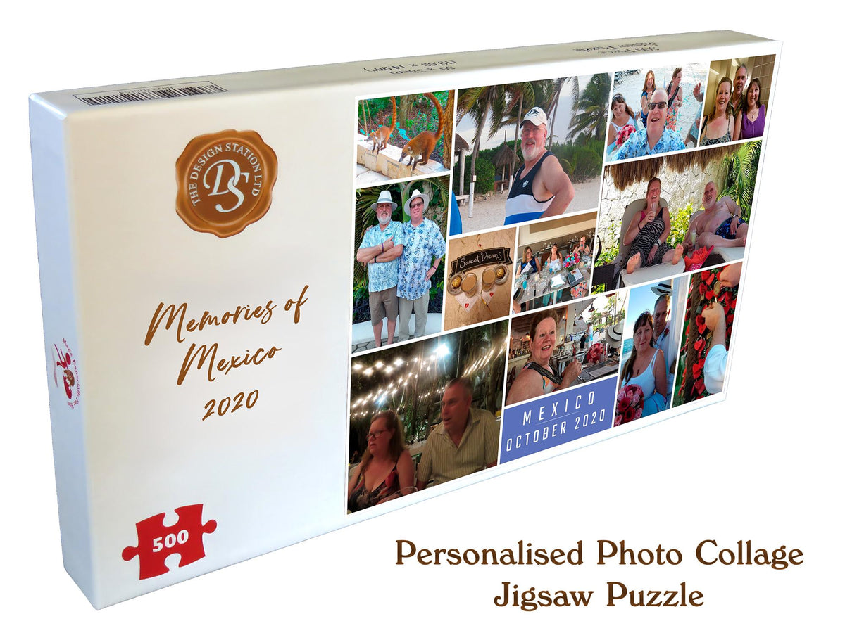 Custom Photo Collage Jigsaw Puzzle: 500 or 1000 Pieces, Personalised Gift Message