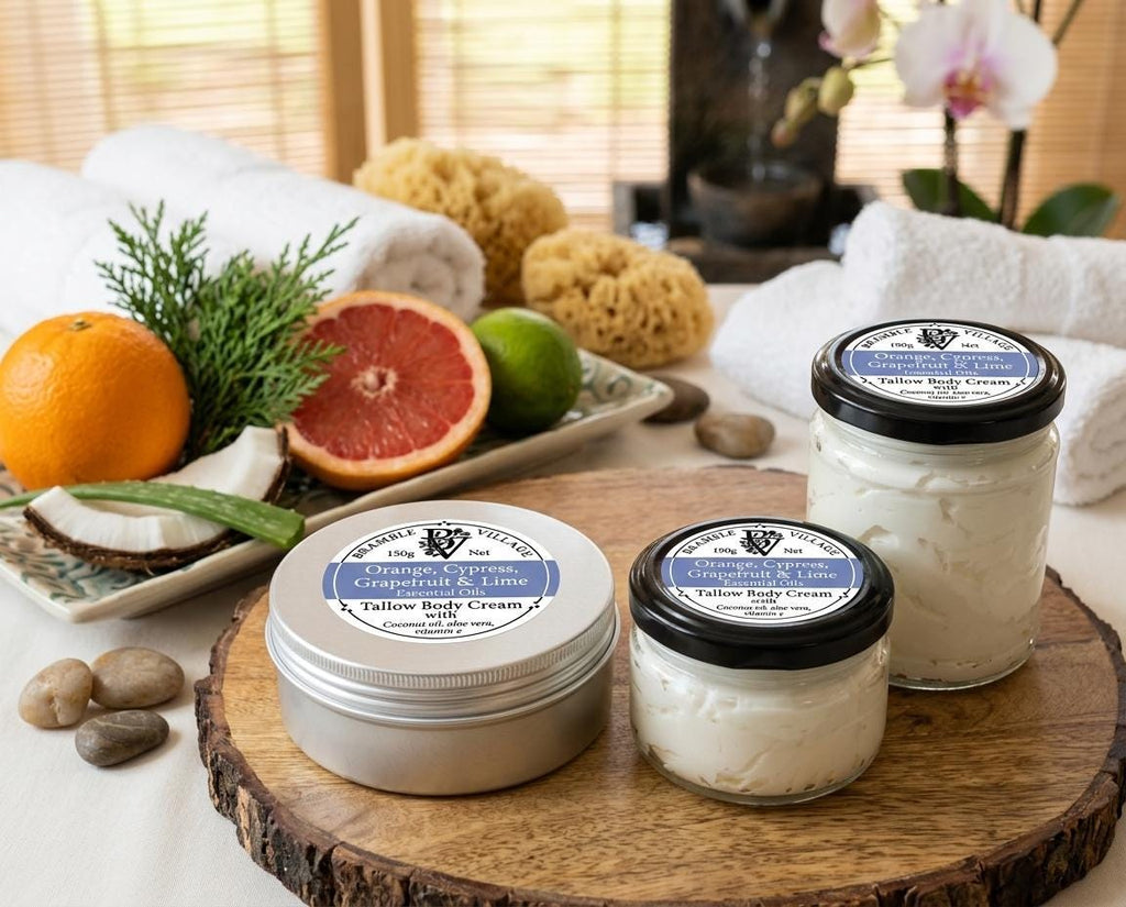 Tallow Body Cream - Orange, Cypress, Grapefruit & Lime Essential Oils, Body Moisturiser with Organic Grass-Fed Tallow