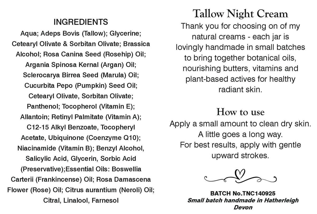 Skin Care Gift Set: Tallow Anti-Ageing Day and Night Face Creams,  Frankincense, Rose, Neroli and Organic Grass Fed Tallow