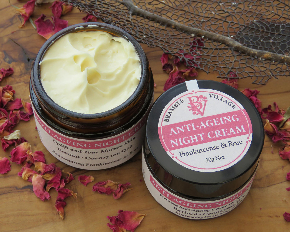 Anti-Aging Night Face Cream: Retinol, Coenzyme Q10, Frankincense, Rose, Vegan