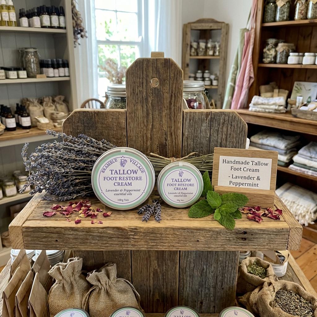 Tallow Foot Cream: Lavender & Peppermint |  Organic Grass Fed Tallow | Dry Cracked Feet Skin Care