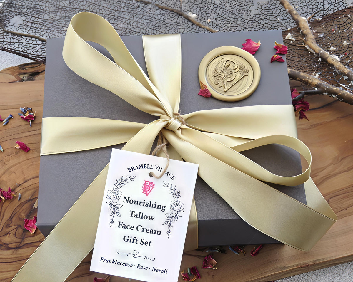 Skin Care Gift Set: Tallow Anti-Ageing Day and Night Face Creams,  Frankincense, Rose, Neroli and Organic Grass Fed Tallow