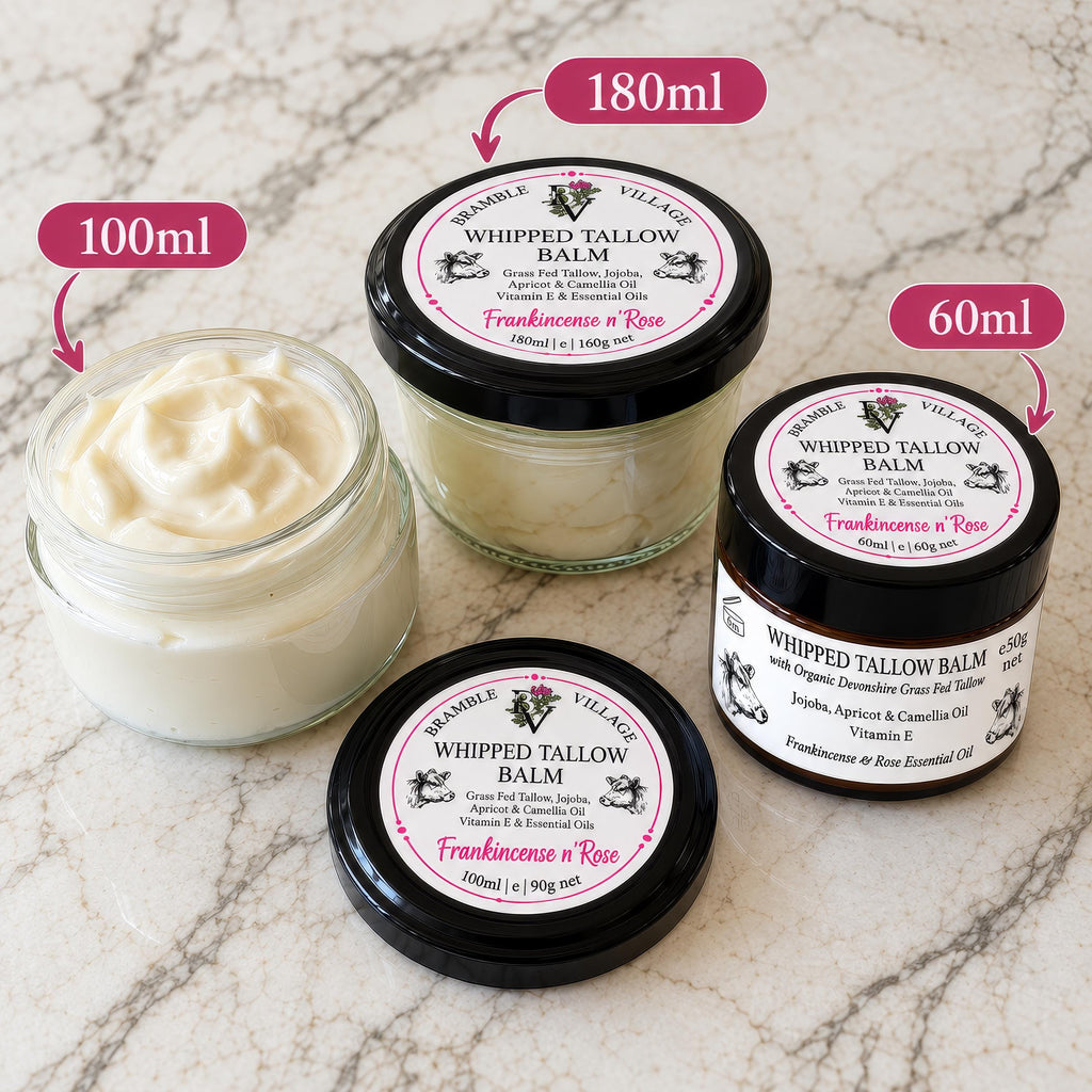 Whipped Tallow Balm | Grass Fed Beef Tallow | Jojoba, Apricot & Camellia Oils | Natural Body Moisturiser | Handmade in Devon