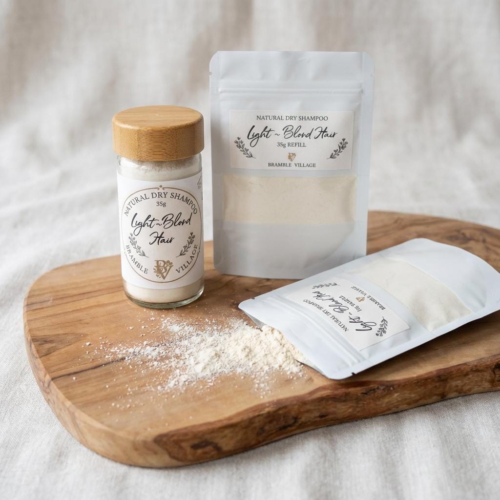 Natural Dry Shampoo Powder: For Light and Blond Hair, Botanical Hair & Scalp Refresher