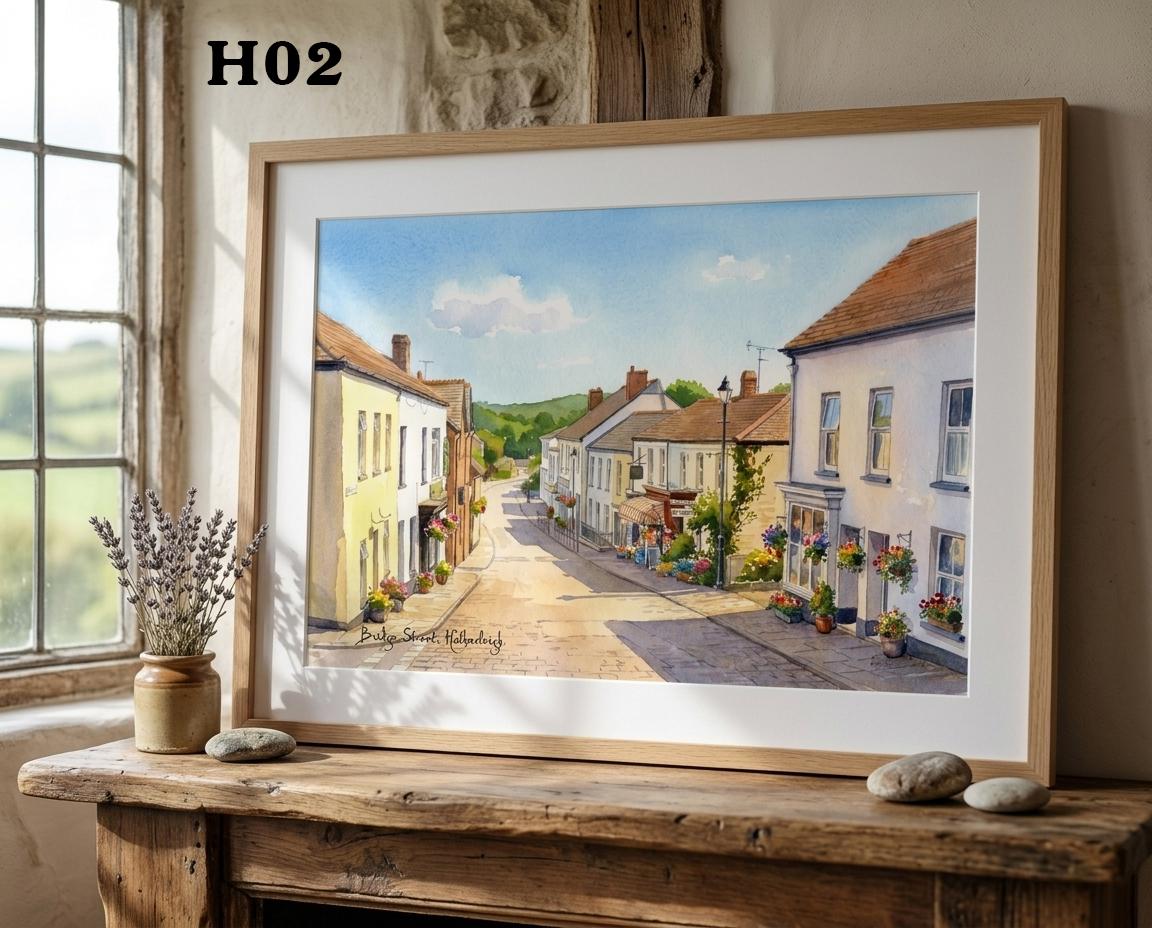 Devon Town Art Print: Personalised Hatherleigh Street Scenes
