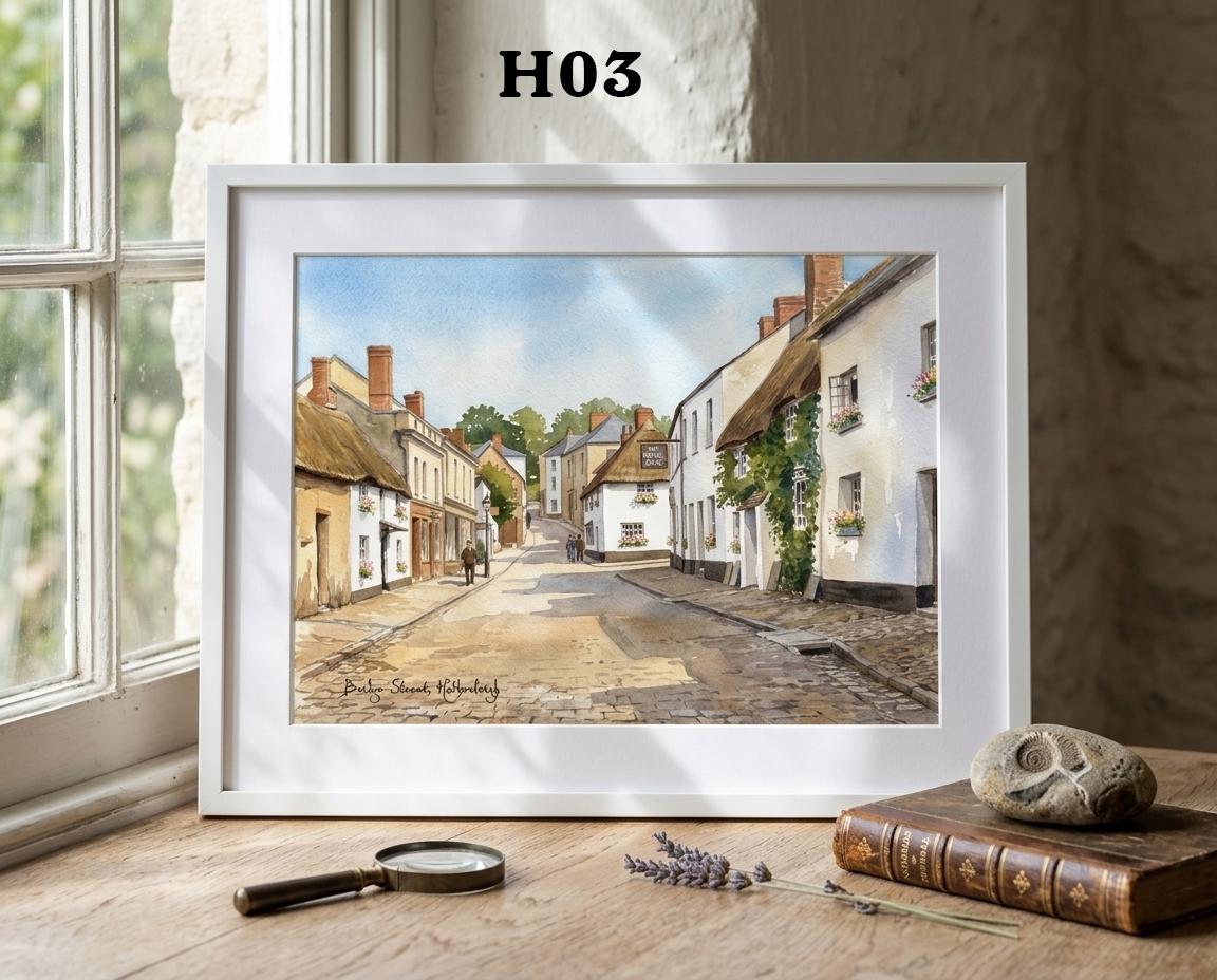 Devon Town Art Print: Personalised Hatherleigh Street Scenes