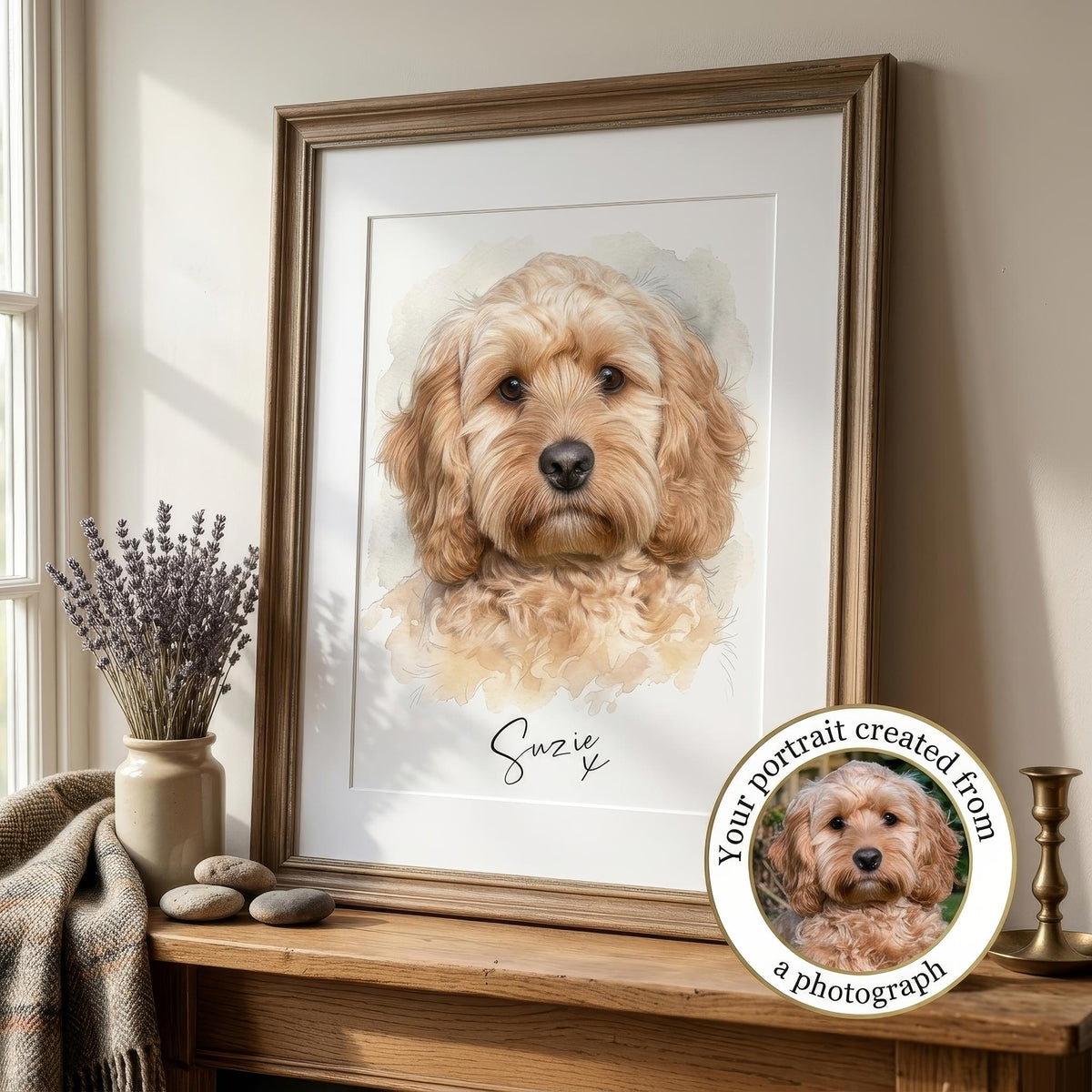 Personalised Dog Portrait from Photo | Custom Pet Art Print | Memorial Gift | Bereavement Keepsake
