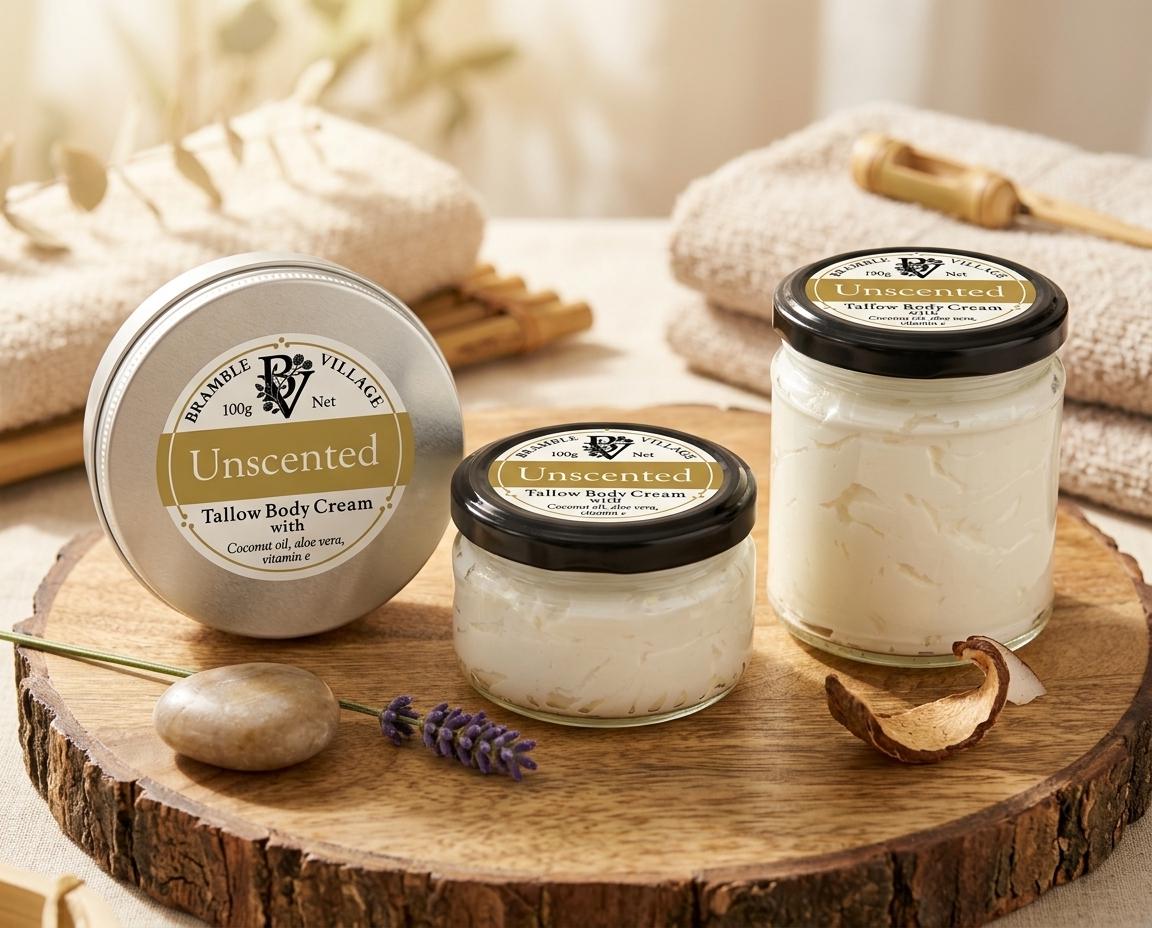 Tallow Body Cream - Unscented, Organic Grass-Fed Body Moisturiser