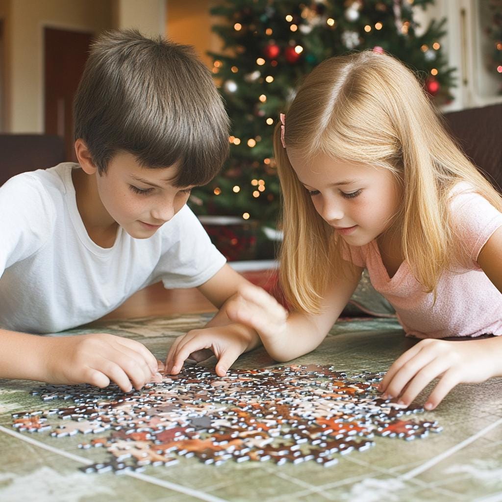 Adult Jigsaw Puzzle: Starry Night Christmas Houses 500 or 1000 Pieces, Personalised Message