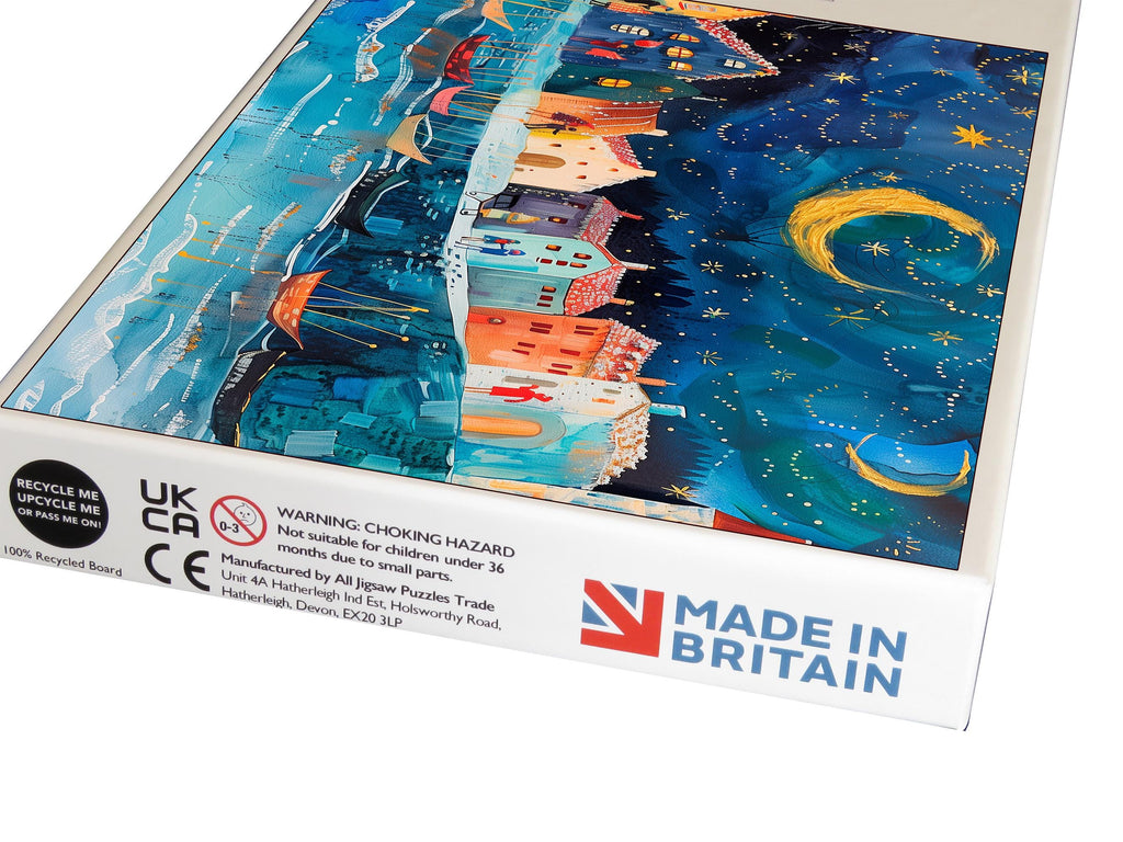 Jigsaw Puzzle for Adults: Harbour Moonlight Walk 500 or 1000 Pieces, Personalised Message