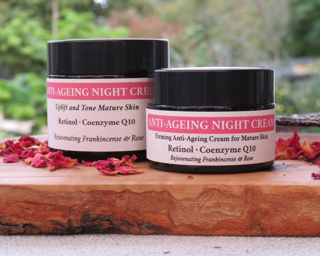 Anti-Aging Night Face Cream: Retinol, Coenzyme Q10, Frankincense, Rose, Vegan