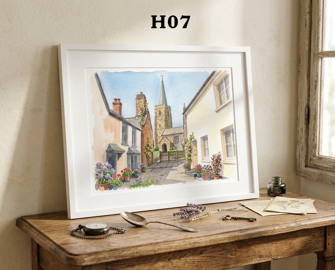 Devon Town Art Print: Personalised Hatherleigh Street Scenes