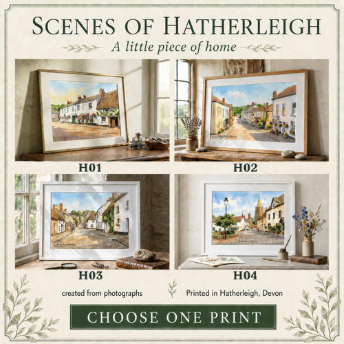 Devon Town Art Print: Personalised Hatherleigh Street Scenes