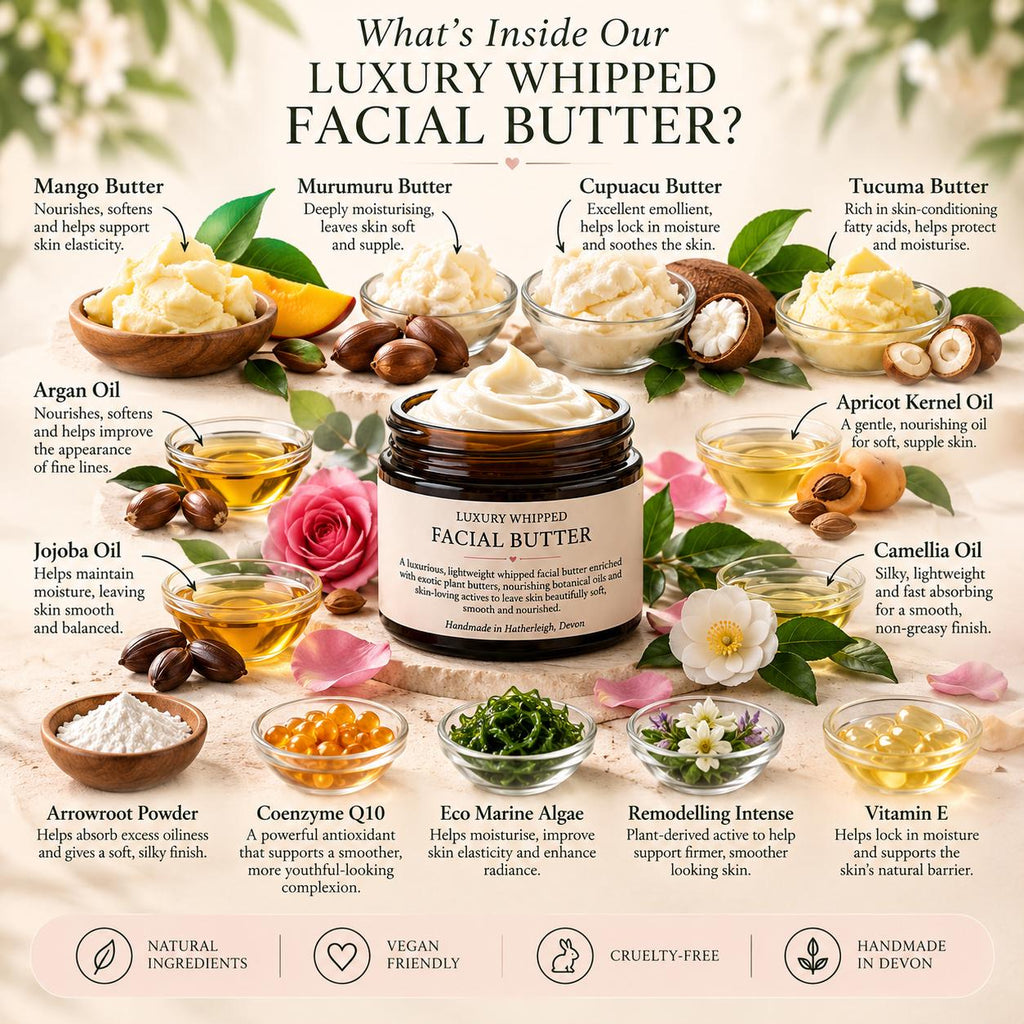 Whipped Facial Butter, Lavender, Neroli & Frankincense Essential Oils, Botanical Oils and Butters, Coenzyme Q10, Marine Algae.