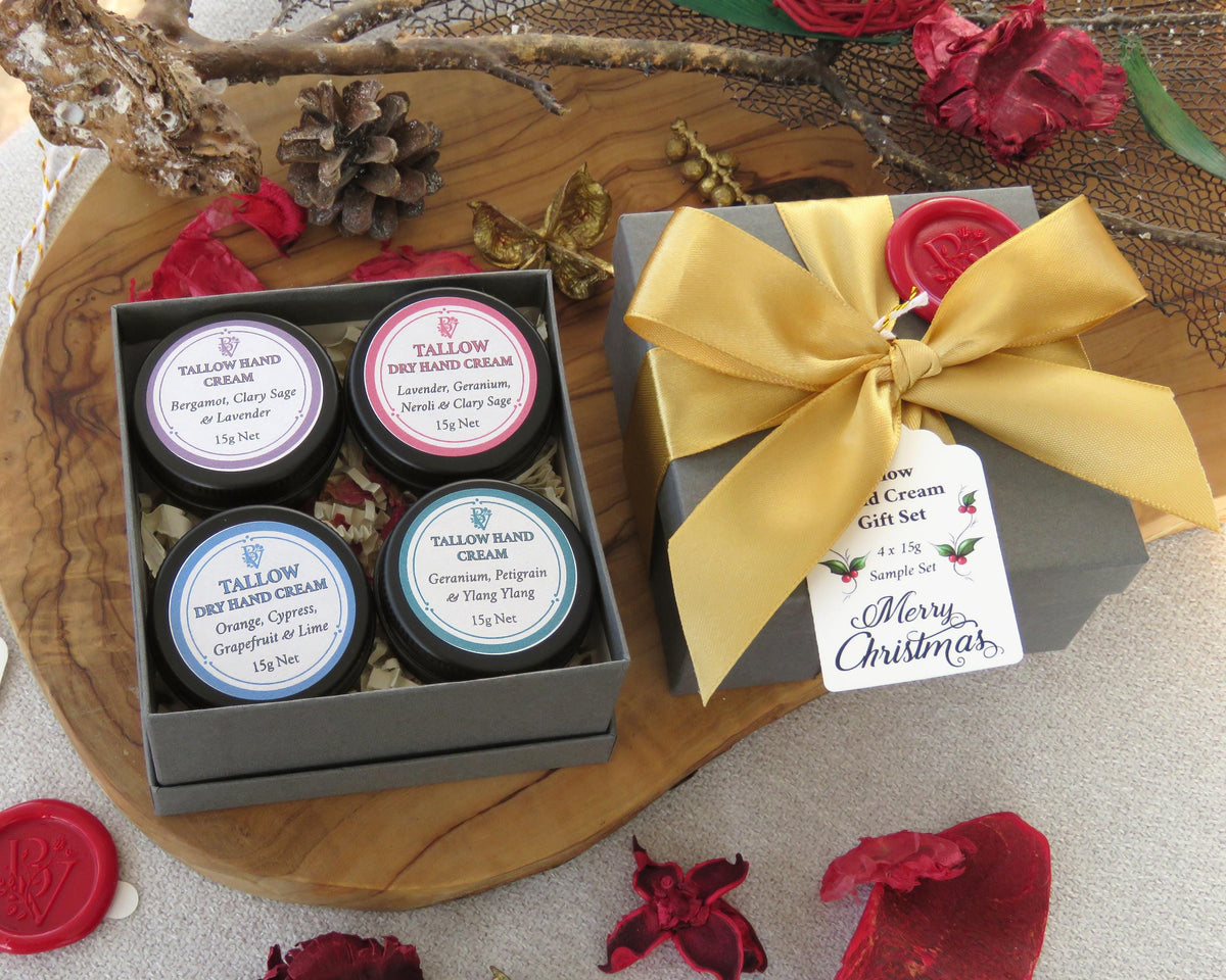 Hand Cream Sample Gift Set: Natural Tallow with Pure Essential Oils,  Dry Skin