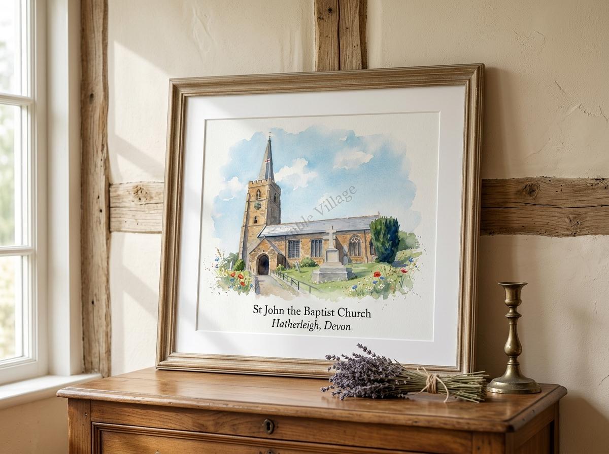 Hatherleigh and Surrounding Villages Pubs and Churches, Devon Historical Pictures, Watercolour-Style Prints