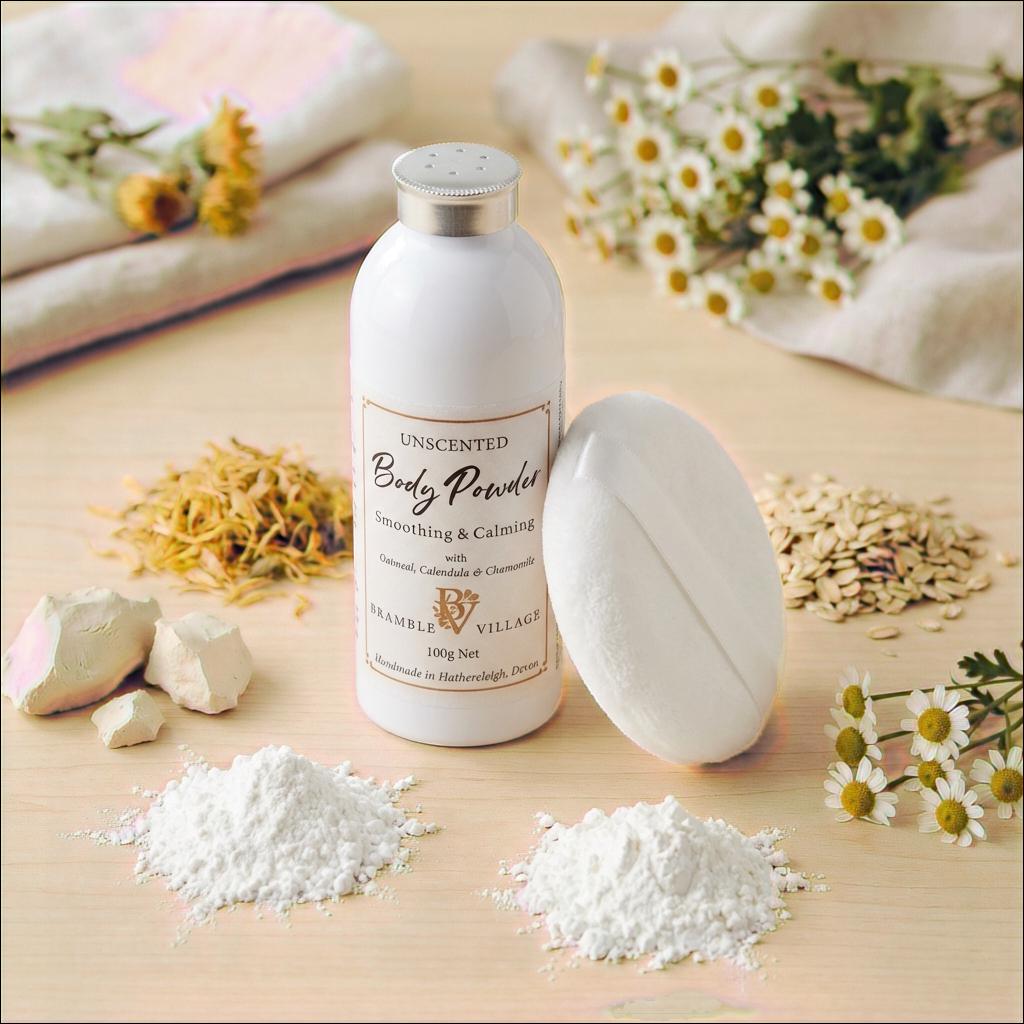Natural Body Powder, Talc Free, Dusting Powder with oatmeal, calendula & chamomile