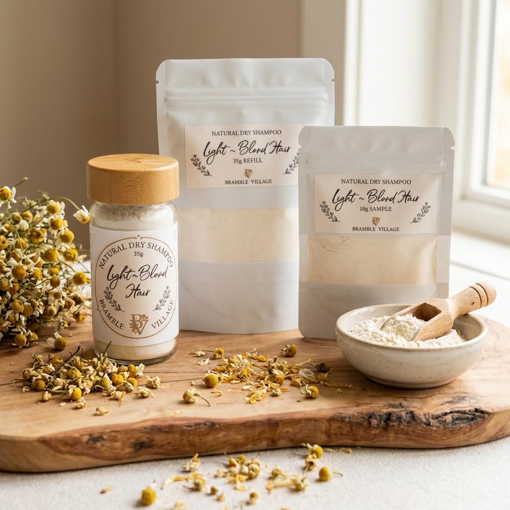 Natural Dry Shampoo Powder: For Light and Blond Hair, Botanical Hair & Scalp Refresher