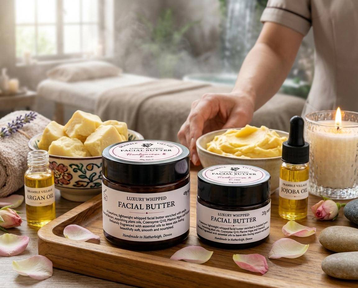 Luxury Whipped Facial Butter, Frankincense & Rose, Coenzyme Q10, Marine Algae (Handmade)