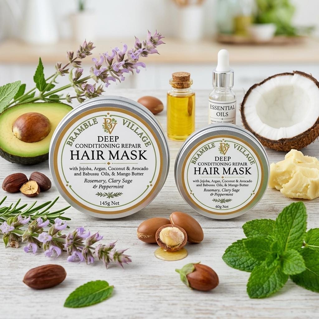 Botanical Deep Conditioning and Repair Hair Mask with Rosemary, Clary Sage and Peppermint
