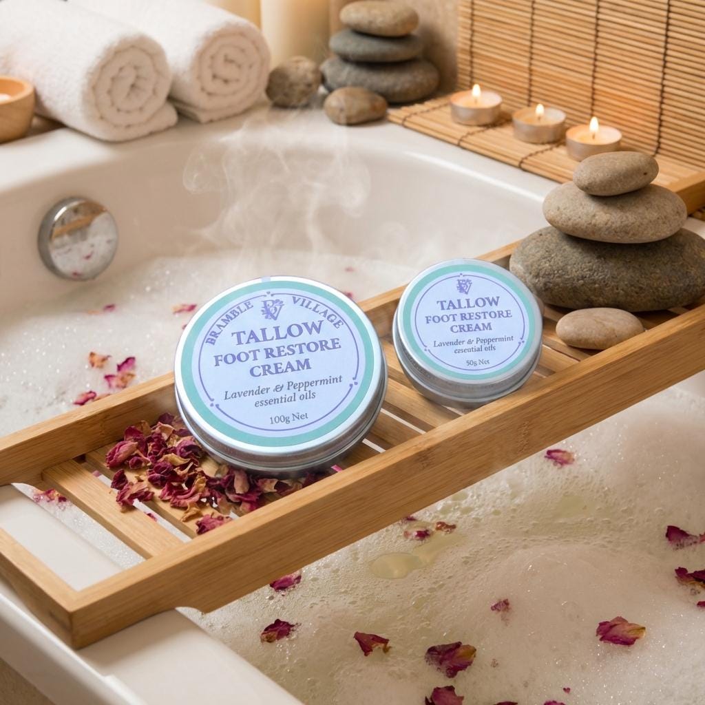 Tallow Foot Cream: Lavender & Peppermint |  Organic Grass Fed Tallow | Dry Cracked Feet Skin Care