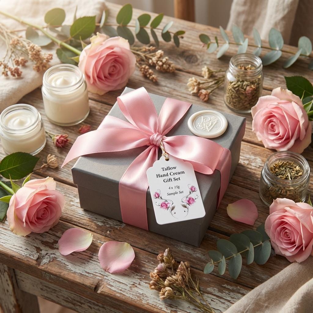 Hand Cream Sample Gift Set: Natural Tallow with Pure Essential Oils,  Dry Skin