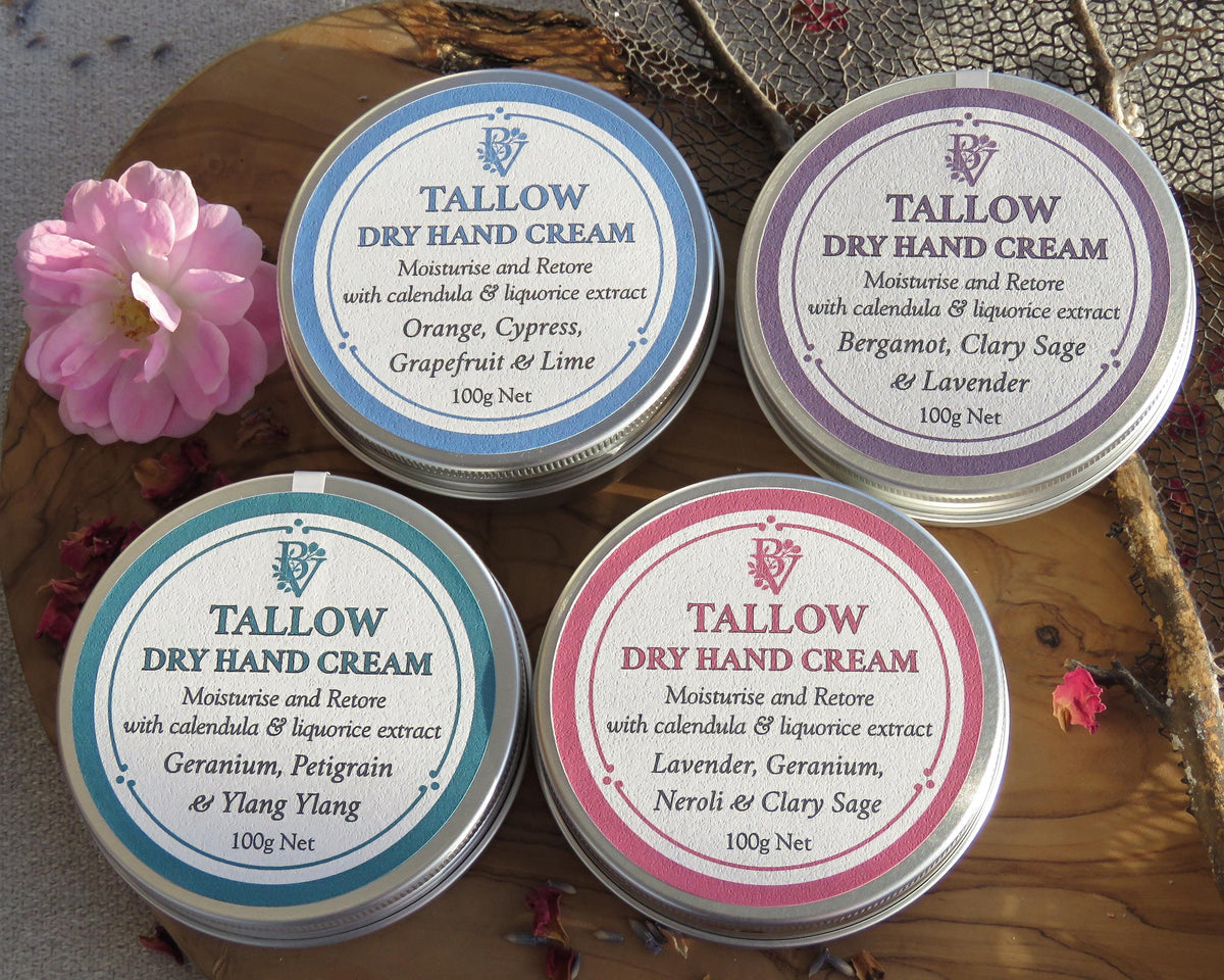 Tallow Hand Cream: for dry skin with Organic Grass Fed Tallow, Calendula & Liquorice Extract, Essential Oils