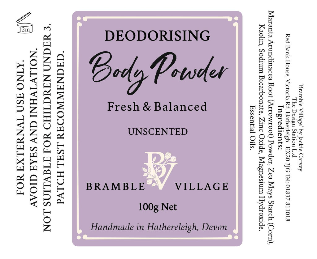 Deodorising Body Powder:  Talc Free with Magnesium and with Essential Oils