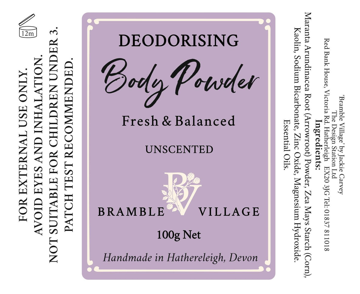 Deodorising Body Powder:  Talc Free with Magnesium and with Essential Oils