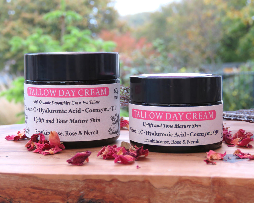 Tallow Day Face Cream: Anti Aging with Rosehip, Vitamin C, Hyaluronic Acid and Q10, with Organic Grass Fed Tallow