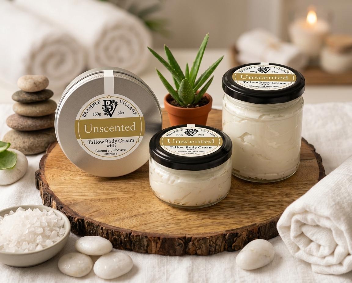 Tallow Body Cream - Unscented, Organic Grass-Fed Body Moisturiser