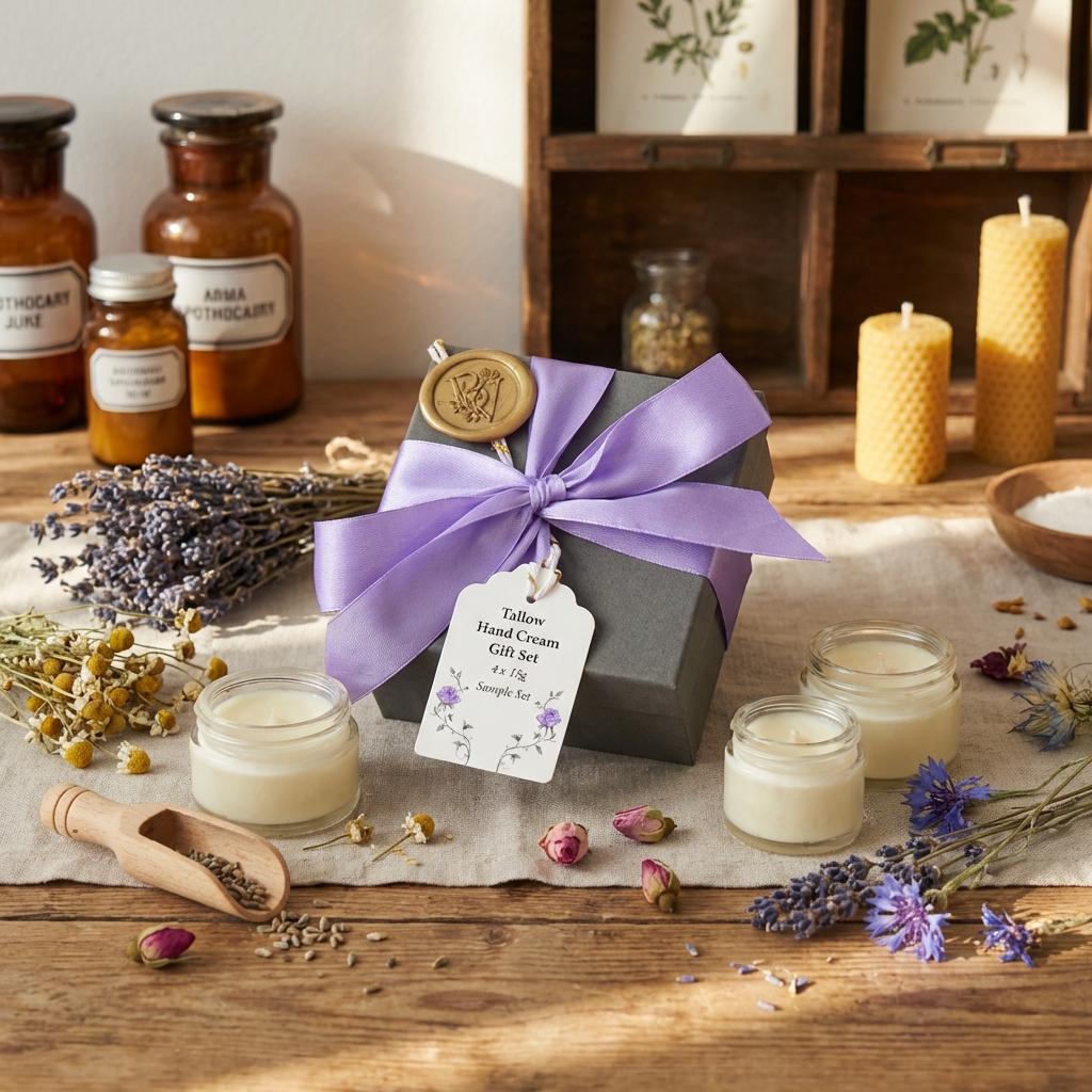 Hand Cream Sample Gift Set: Natural Tallow with Pure Essential Oils,  Dry Skin