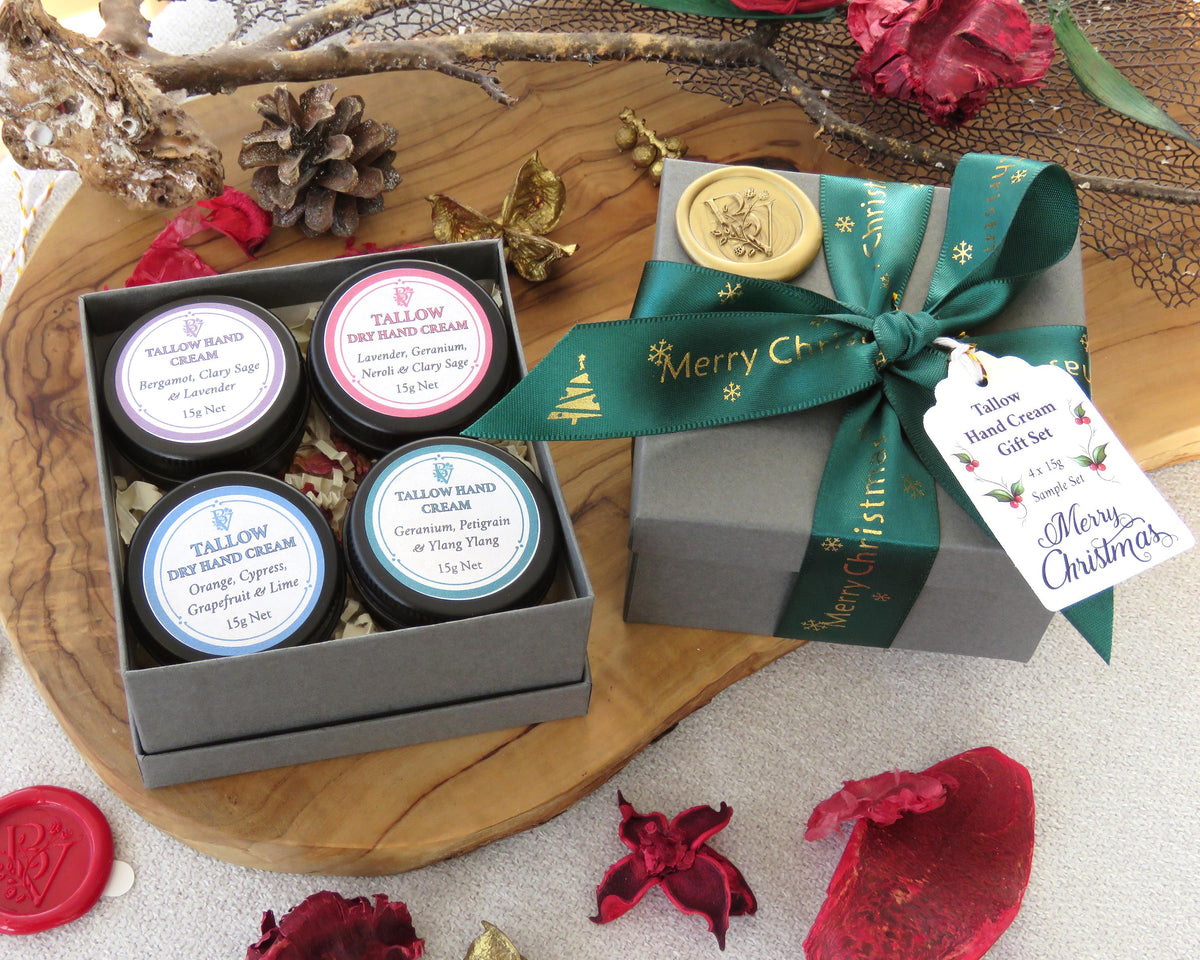 Hand Cream Sample Gift Set: Natural Tallow with Pure Essential Oils,  Dry Skin