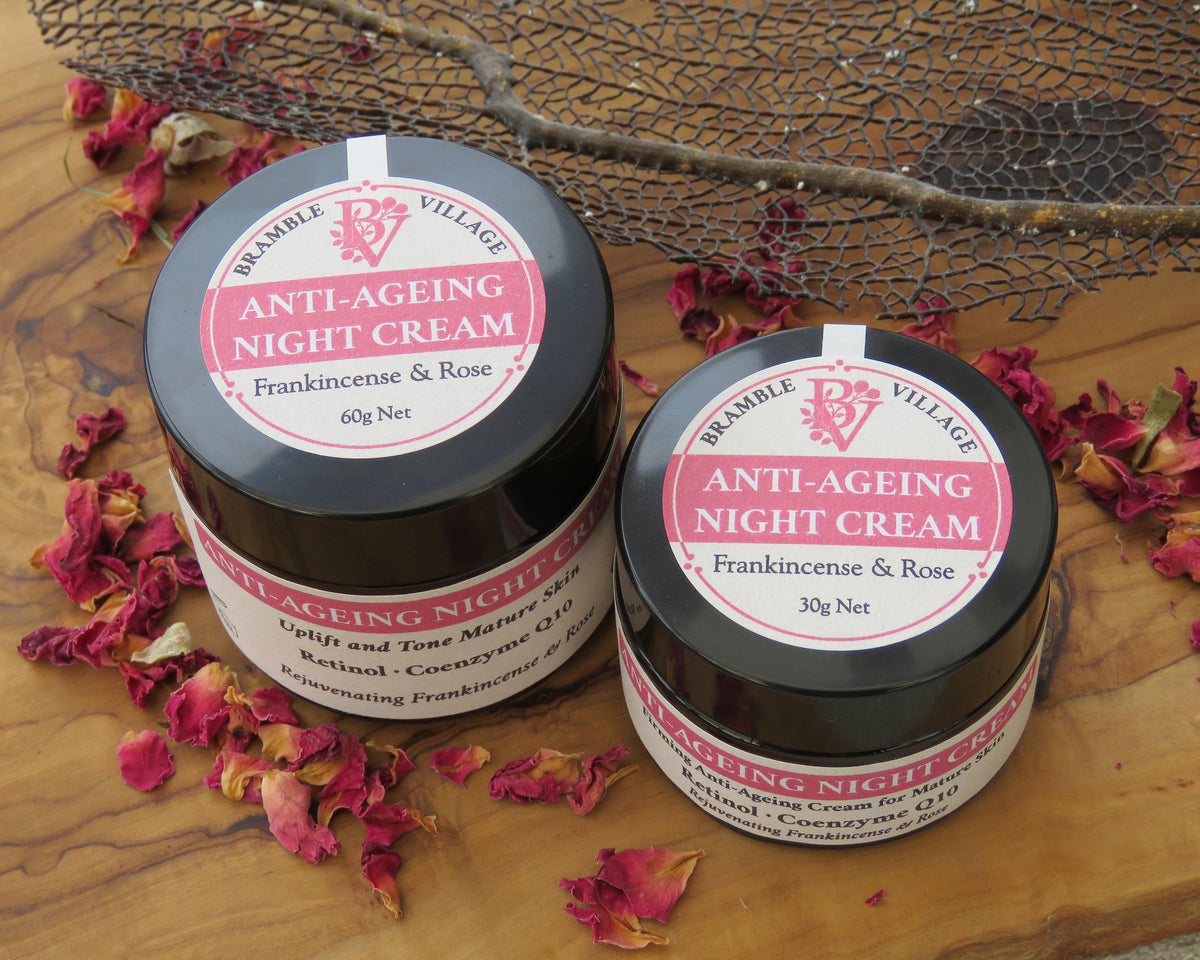 Anti-Aging Night Face Cream: Retinol, Coenzyme Q10, Frankincense, Rose, Vegan